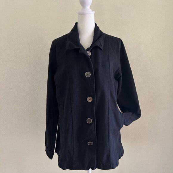 Fresh Produce Jacket Womens SZL Black Front Button Pockets Long Sleeve Basic - Picture 1 of 8